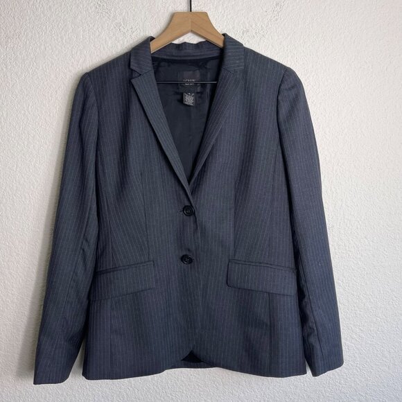 J. Crew Women Super 120  Wool Grey Pin Strip Jacket Blazer Size 6 - Picture 2 of 12